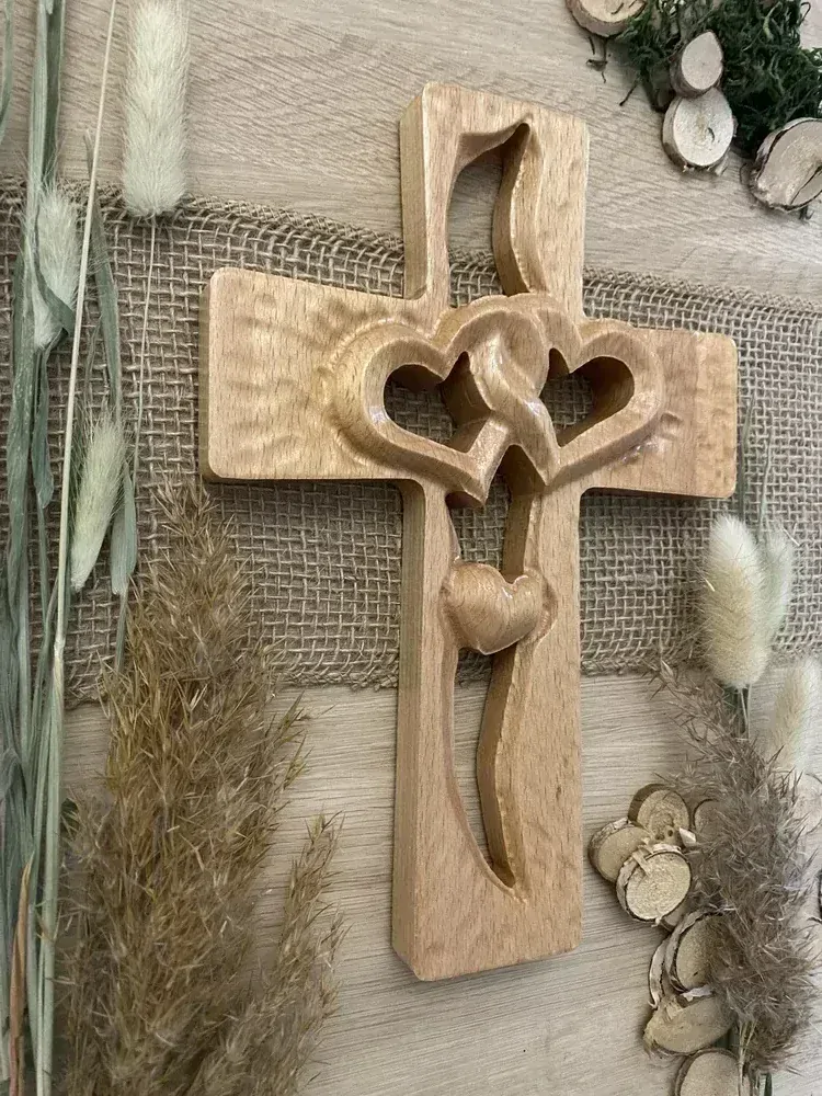 Drevený Krížik SPOLU s LÁSKOU 2  natural