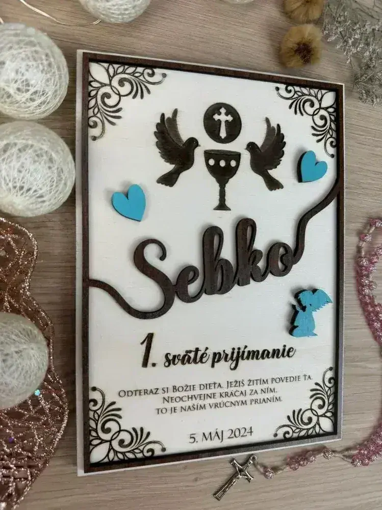 1. sväté prijímanie - Drevená tabuľka 2