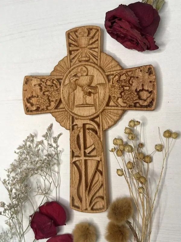Drevený kríž Svätá eucharistia