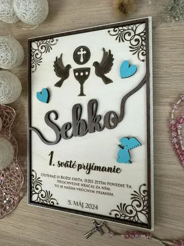 1. sväté prijímanie - Drevená tabuľka 2