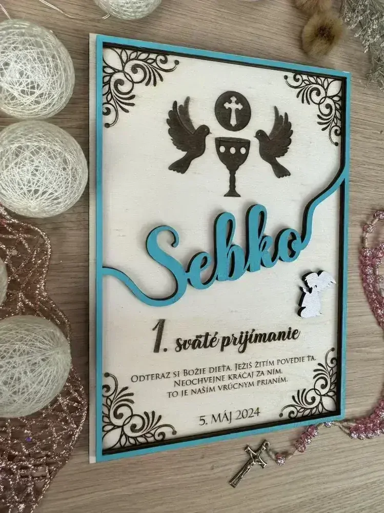 1. sväté prijímanie - Drevená tabuľka 4