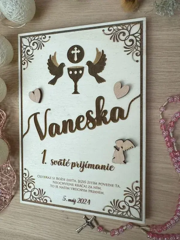 1. sväté prijímanie - Drevená tabuľka 9
