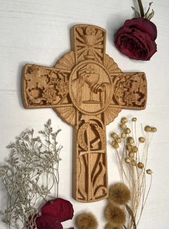 Drevený kríž Svätá eucharistia