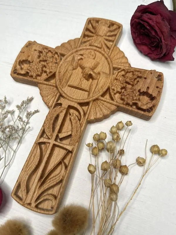 Drevený kríž Svätá eucharistia