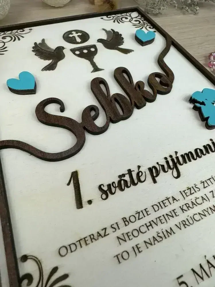 1. sväté prijímanie - Drevená tabuľka 2