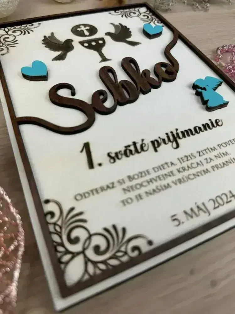 1. sväté prijímanie - Drevená tabuľka 2