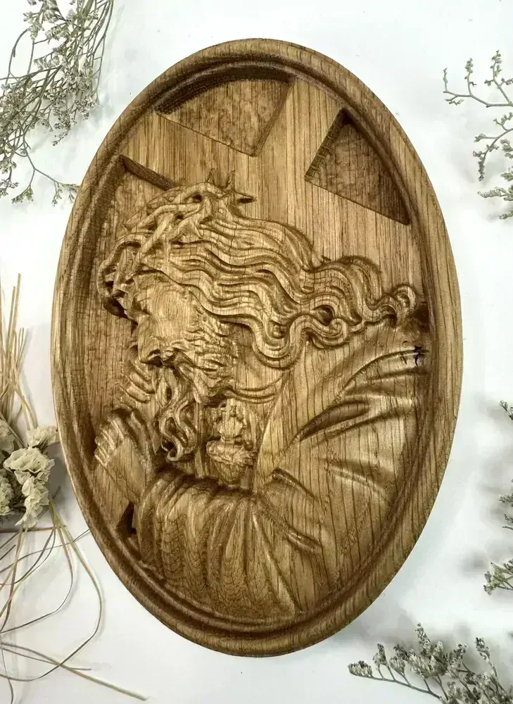 Drevený obraz Ježiš nesie kríž 1