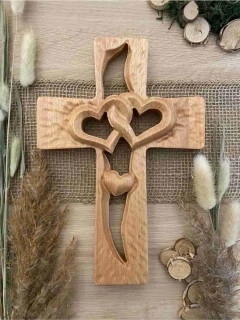 Drevený Krížik SPOLU s LÁSKOU 2  natural