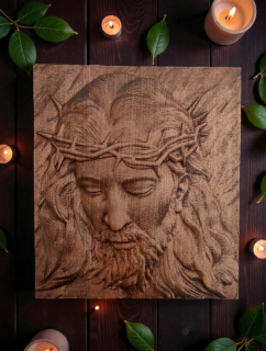 Drevený obraz Ježiš s tŕňovou korunou