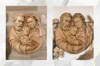 Drevený obraz Svätá rodina v náručí II.