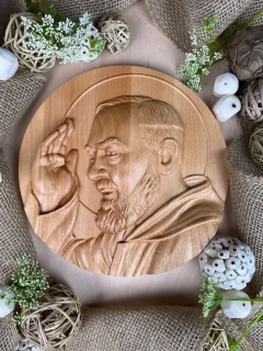 Drevený obraz Páter Pio